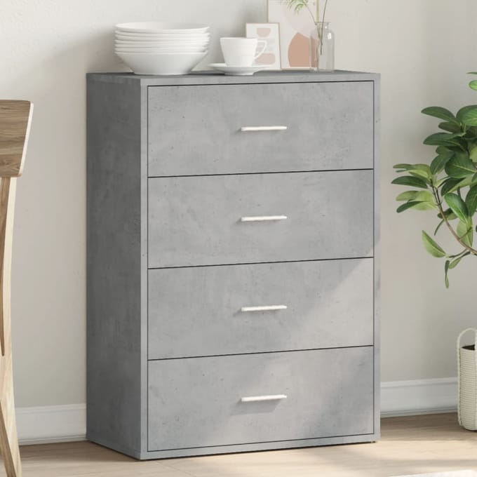 vidaXL - Dressoir - 60x31x84 - cm - bewerkt - hout - betongrijs