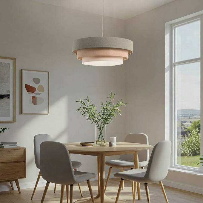 Maco Design Triniti hanglamp, groen/beige/crème, Ø 60 cm, textiel