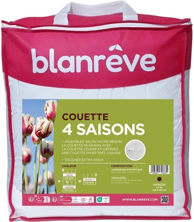 Dekbed - 240 x 220 cm - BLANReVE - 4 seizoenen - 420 g/m² - Wit