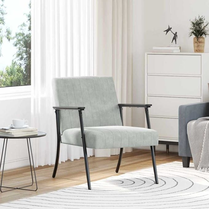 vidaXL Fauteuil Lichtgrijs 59 x 75 x 78 cm Fluweel