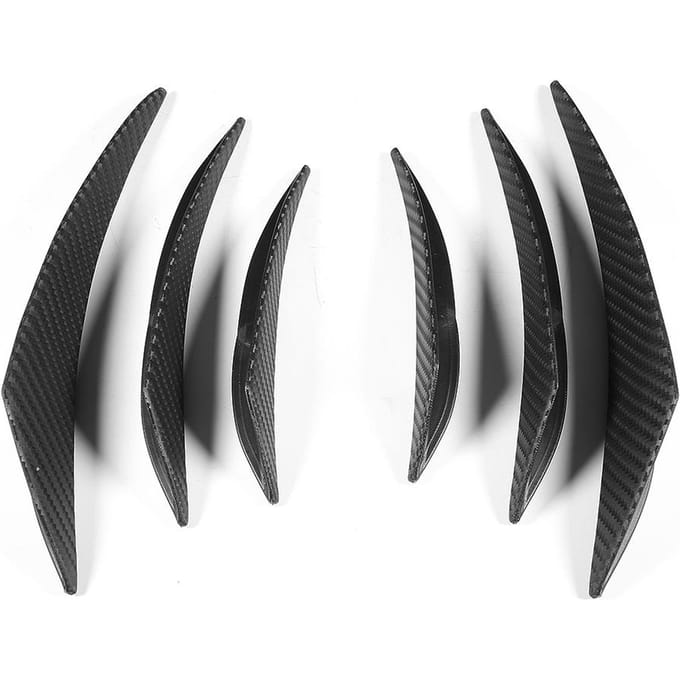 6 stks Koolstofvezel Textuur Auto Bumper Fin Canard Splitter Diffuser Valentie Spoiler Lip gray