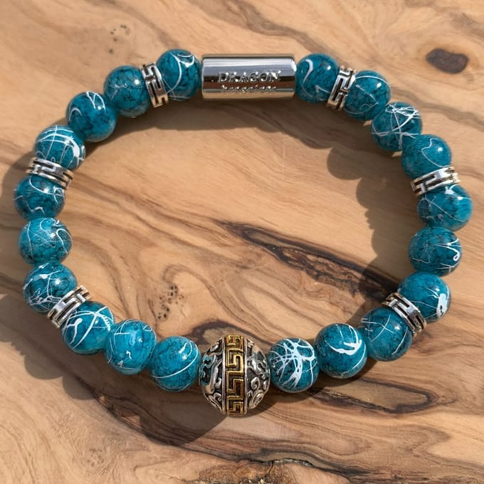 Dragon Bracelets Athena - Dames Armband - Grieks Design - Blauw - Glaskralen