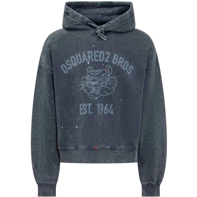 Dsquared2 Bros Est 1964 Logo Distressed Cypro Navy Blue Hoodie