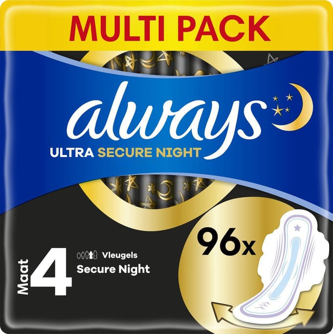 Always - Maandverband - Ultra Secure Night - Met Vleugels - Maat 4 - 96 Pads
