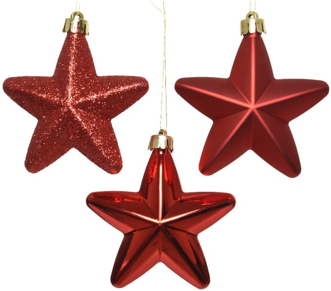 Kersthanger Ster rood dia7cm 6-dlg