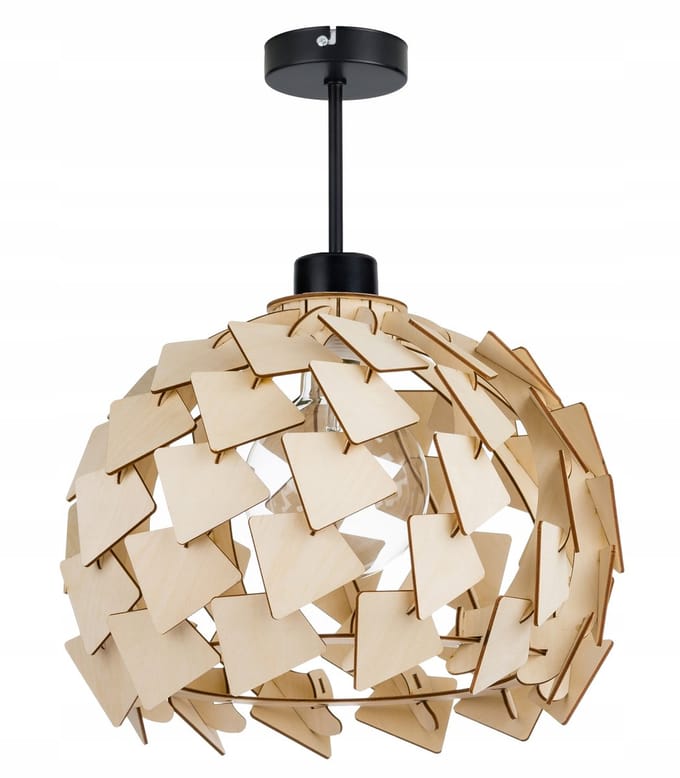 Loft Houten Hanglamp E27 Zwart - Stijlvolle Verlichting