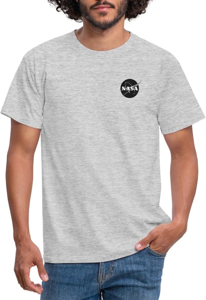 NASA Zwart-Wit Klassiek Logo Als Borstlogo T-Shirt Heren