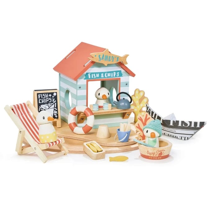Tender Leaf houten strandcabine speelgoed met accessoires - strandhuis.