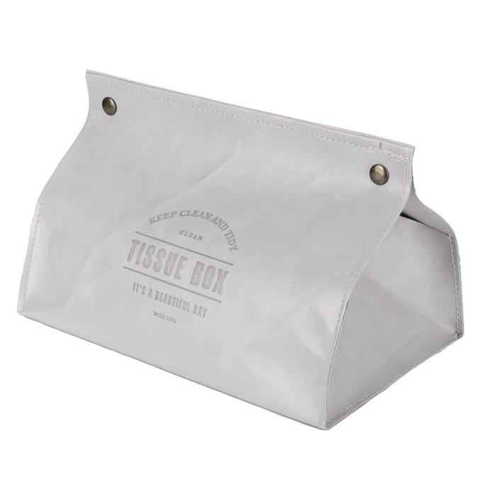 PU Leer Originaliteit Tissuebox Desktop Tissue Organizer voor Slaapkamer WoonkamerGrijs blauw