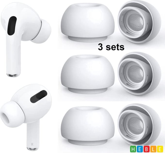 *** 3x Medium Oordopjes geschikt voor Apple Airpods Pro - Voor Vervanging - Medium/Wit - van Heble® ***