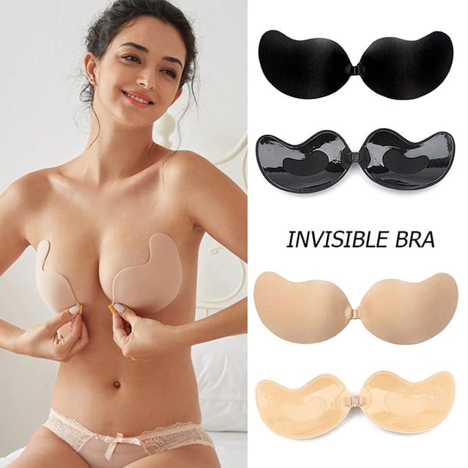 plak BH /Onzichtbare Push Up Bh Zelfklevende / beha Backless Strapless / Gel sticky Solid -Cup-A /Skin Beige -Topkwaliteit