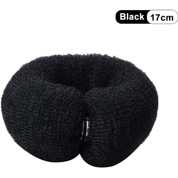Éponge magique en mousse pour chignon tendance, accessoire de coiffure pour cheveux, anneau large et élastique en polyester noir