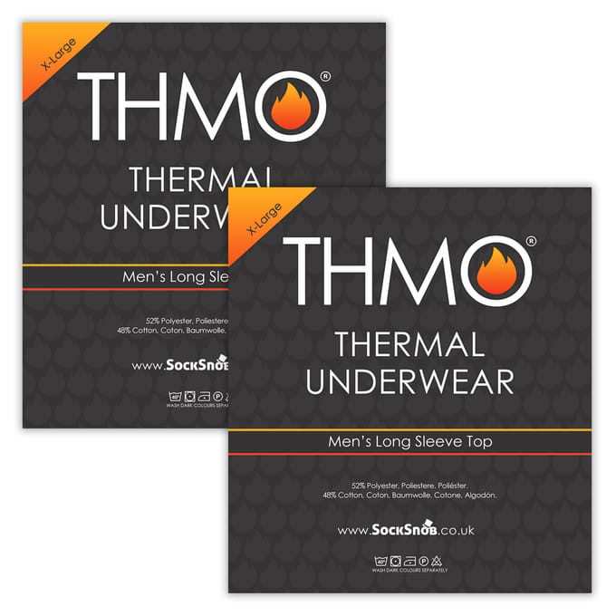 2-Pack Heren Thermo T-shirts Lange Mouw | Warme Winter Fleece Basislaag Top