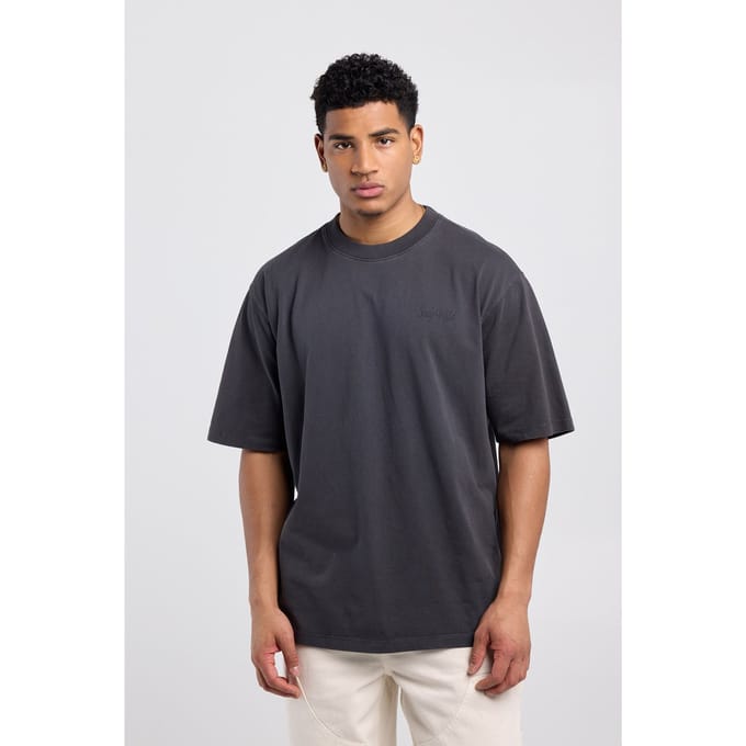 America Today Edo Black Stone Washed Maat: M | Basic T-Shirts Outlet | Heren | Zwart