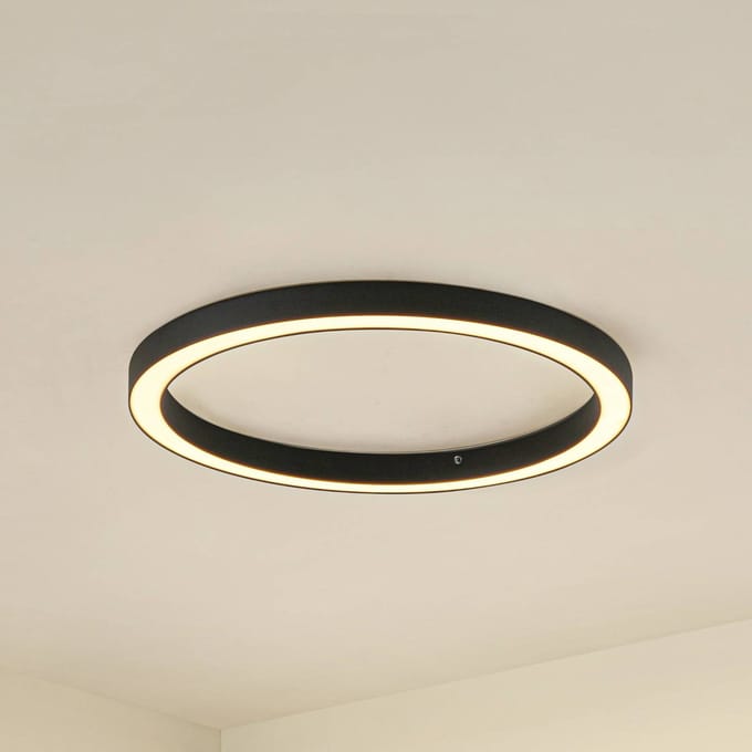 Lucande LED plafondlamp Neor, zwart, Ø 60 cm, CCT, dimbaar