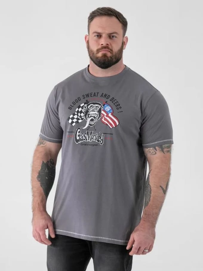 Duke JASPER-D555 Official Gas Monkey Printed Crew Neck T-Shirt Maat 5XL