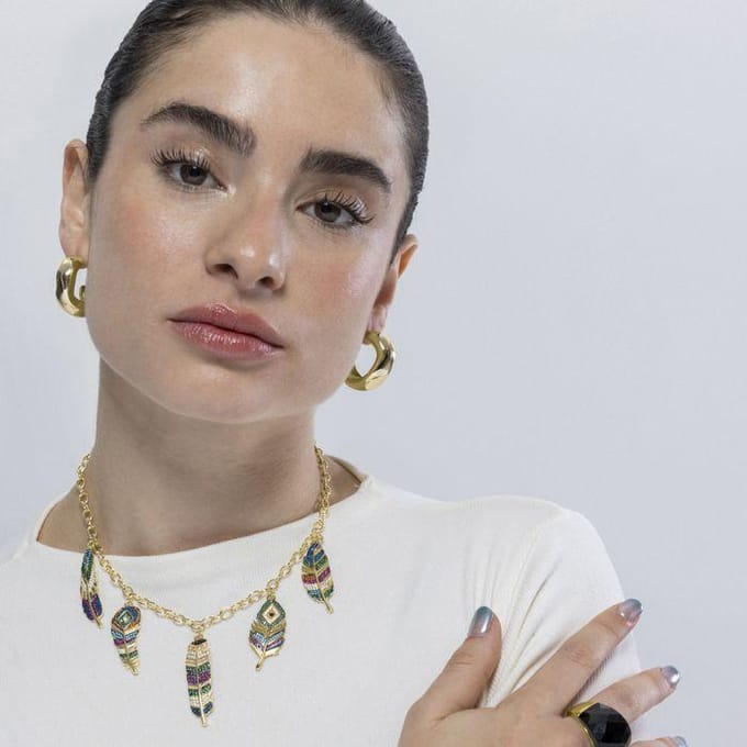 Luxenter Multicolour Zirkonia collier afgewerkt in 18k geelgoud - Muisem