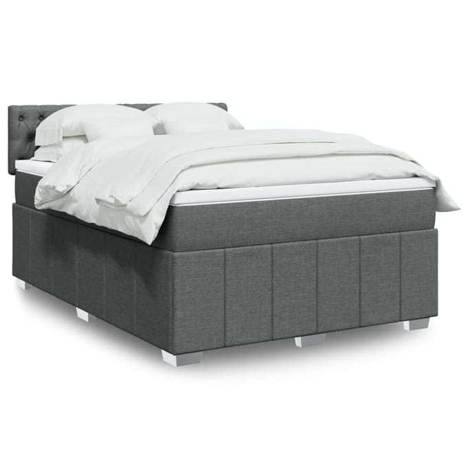 vidaXL - Boxspring - met - matras - stof - donkergrijs - 140x200 - cm