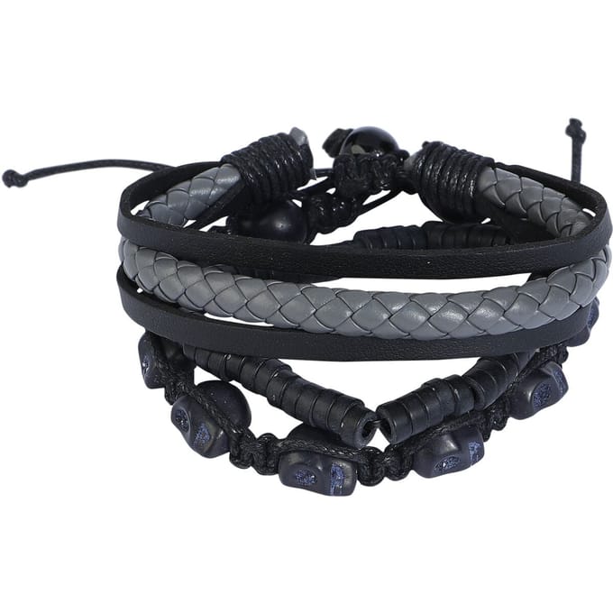 Rock Rebel by EMP - Rock Armband Set - Skulls - zwart-grijs