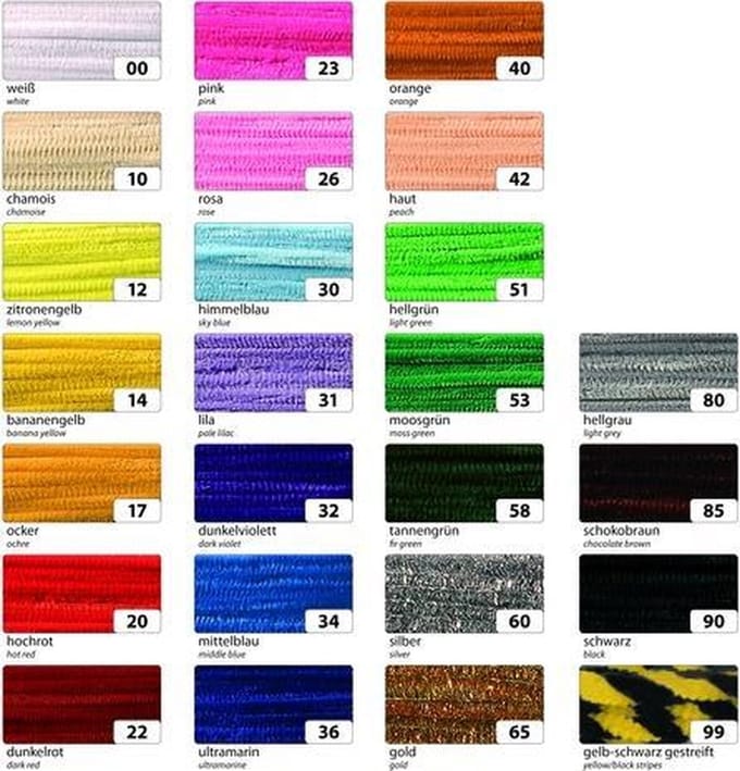 Chenilledraad Folia 50cmlang - 100 stuks assorti 14mm doorsne
