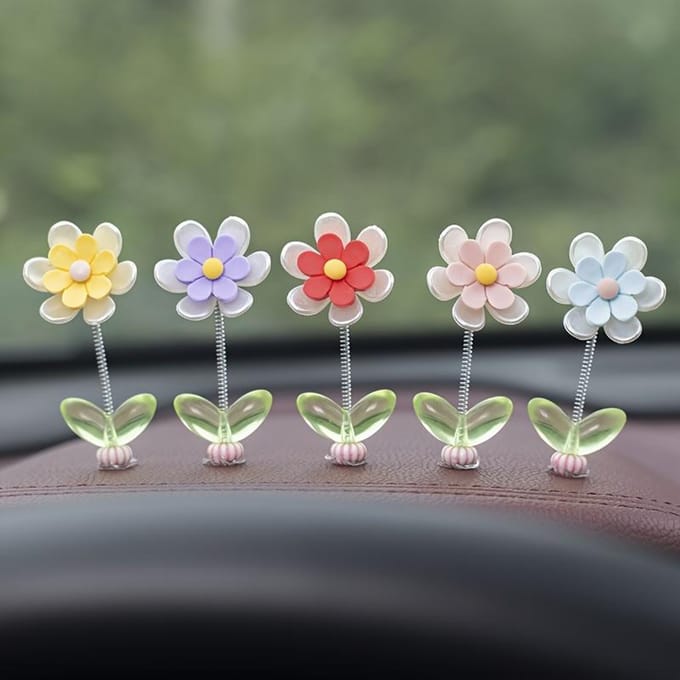 Madeliefje Bloem Auto Middenconsole Decoratie Huis Creatief Schattige Bloem Decoratie gray