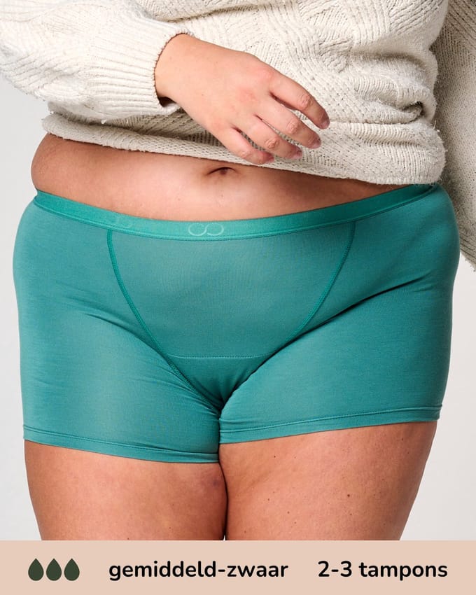 Moodies menstruatie ondergoed - Bamboe Boyshort - gemiddeld/zwaar kruisje - maat XL - groen