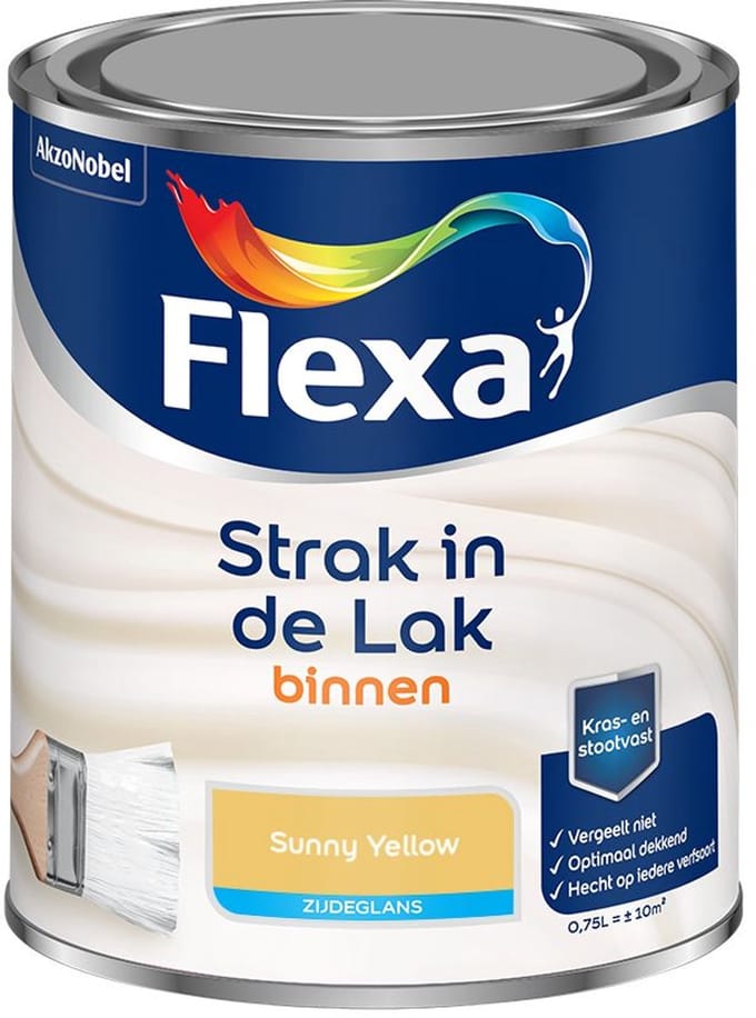 Flexa - Strak In De Lak Binnenlak Zijdeglans - Sunny Yellow - Mengverf - 750 Ml