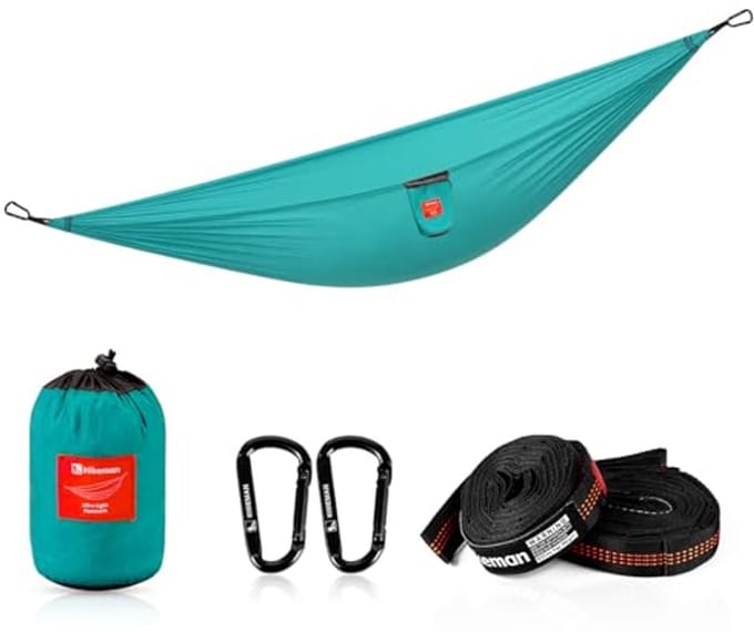 Draagbare outdoor camping hangmat 270 x 145 cm met boomriemen