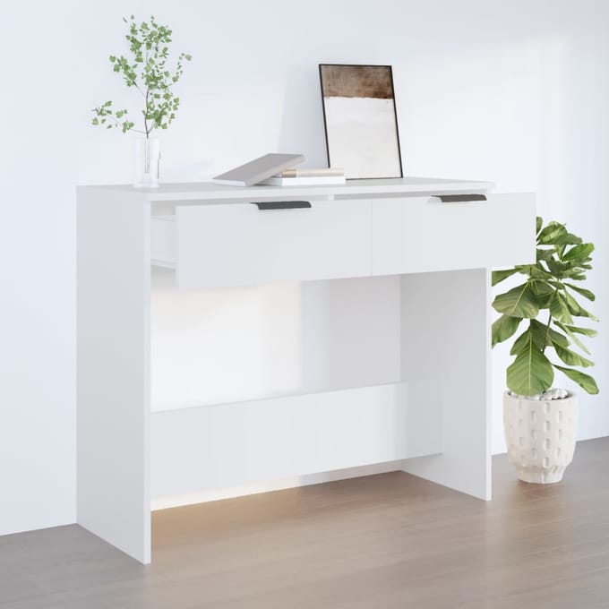 vidaXL - Wandtafel - 90x36x75 - cm - bewerkt - hout - wit