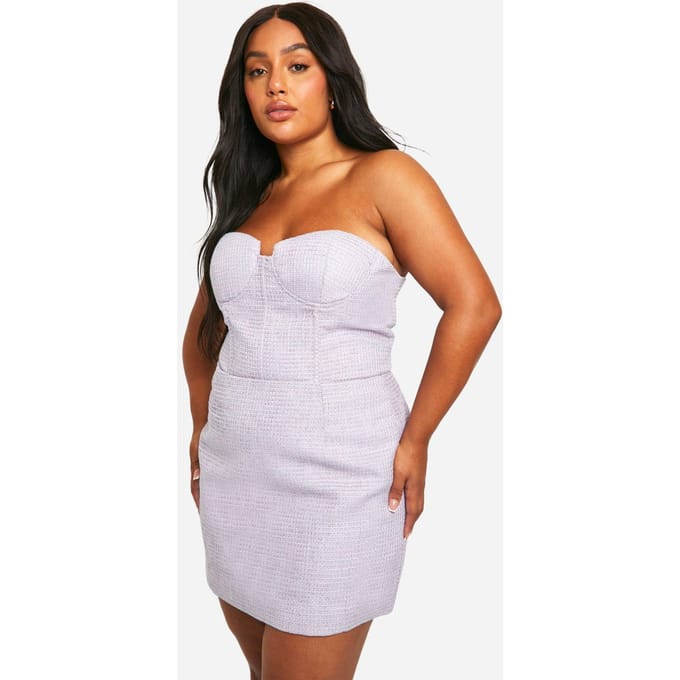 boohoo Dames Plus Boucle Mini Rok | Lila | Maat: 56