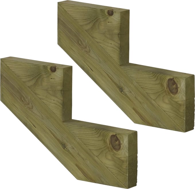 Set van 2 stuks: Trapbalk 2 treden geïmpregneerd hout voor tuintrap