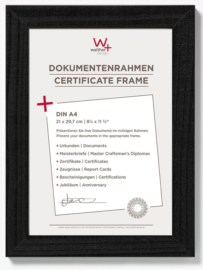 walther+ design HO130B Wissellijst Papierformaat: DIN A4 (b x h) 21 cm x 29.7 cm Zwart