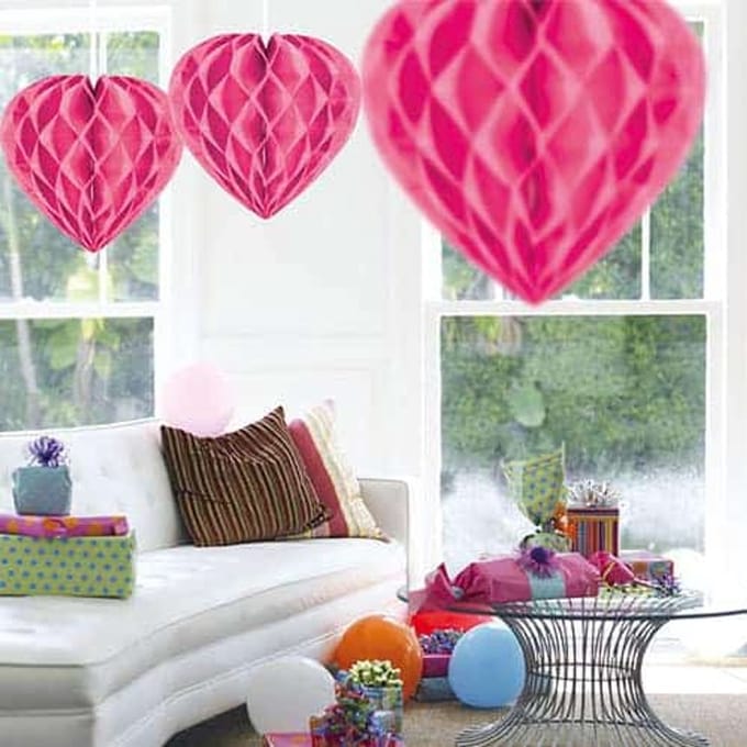 Folat - Honeycomb fuchsia roze hart 30 cm