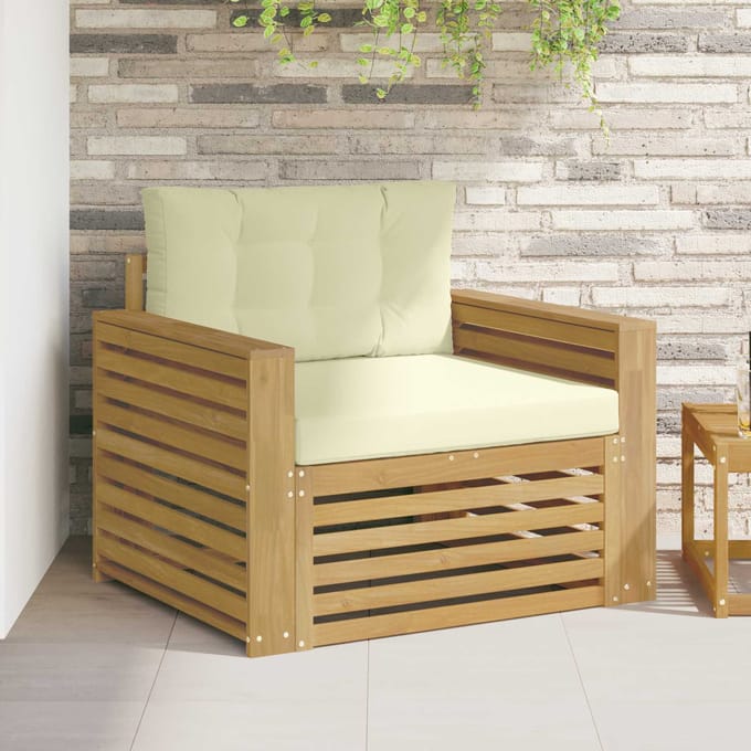 vidaXL - Buitensofa - Polyester - Bruin - en - crèmekleurig