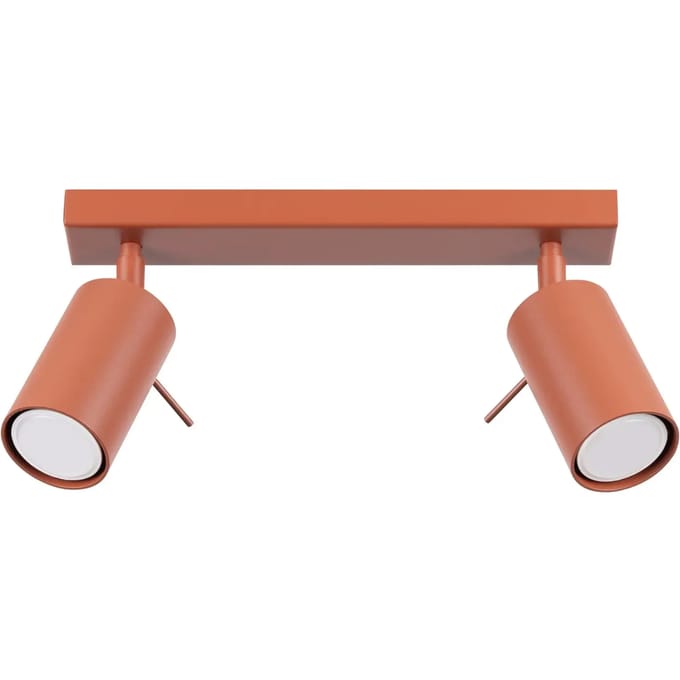 Plafondlamp RING 2 met 2 verstelbare spots - Sollux Lighting - IP20 - Okerrood staal behuizing - 30 x 6 x 17 cm - 2 x GU10 LED, exclusief lichtbron - 2 x 10 W - Moderne plafondlamp voor hal, gang en keuken