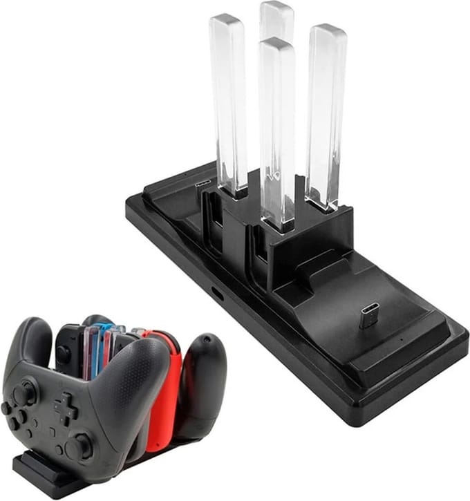 DrPhone NDS15 - 6 in 1 Laadstation - Controller lader - Oplader - Houder - Geschikt voor de N-Switch / Joycons / Pro Controllers