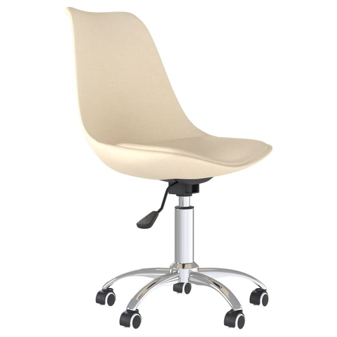 vidaXL Eetkamerstoelen 2 st draaibaar stof crèmekleurig