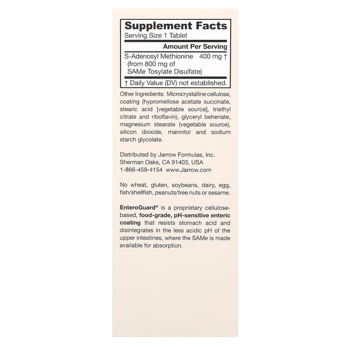 SAM-e 400mg 60 tabletten - S-Adenosyl Methionine | Jarrow Formulas