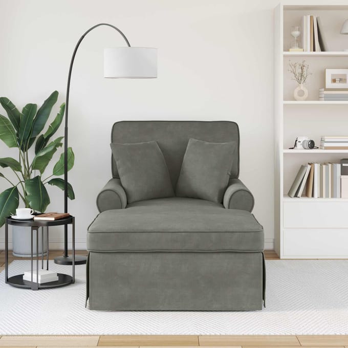 vidaXL - Chaise - Lounge - met - Rok - 3 - st - Lichtgrijs - Corduroy - stof