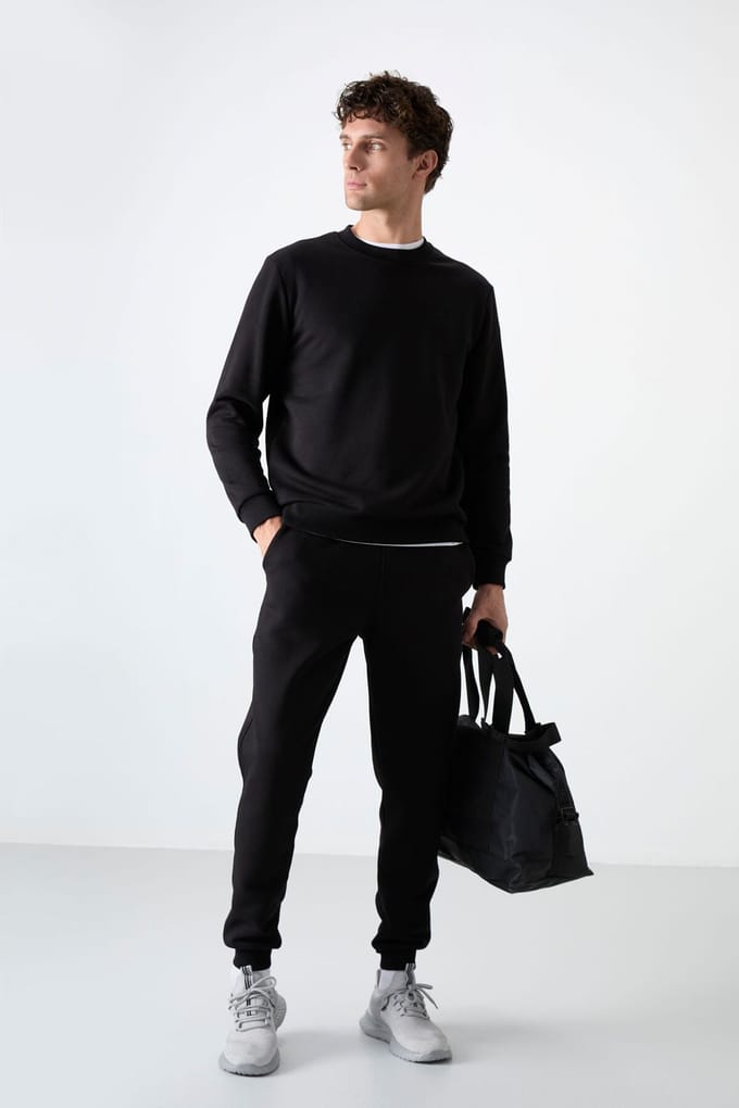 Heren Katoen-Polyester Fleece Sweatshirt en Broekset