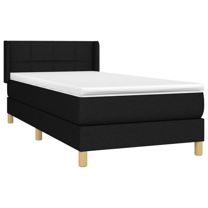 vidaXL - Boxspring - met - matras - stof - zwart - 80x200 - cm
