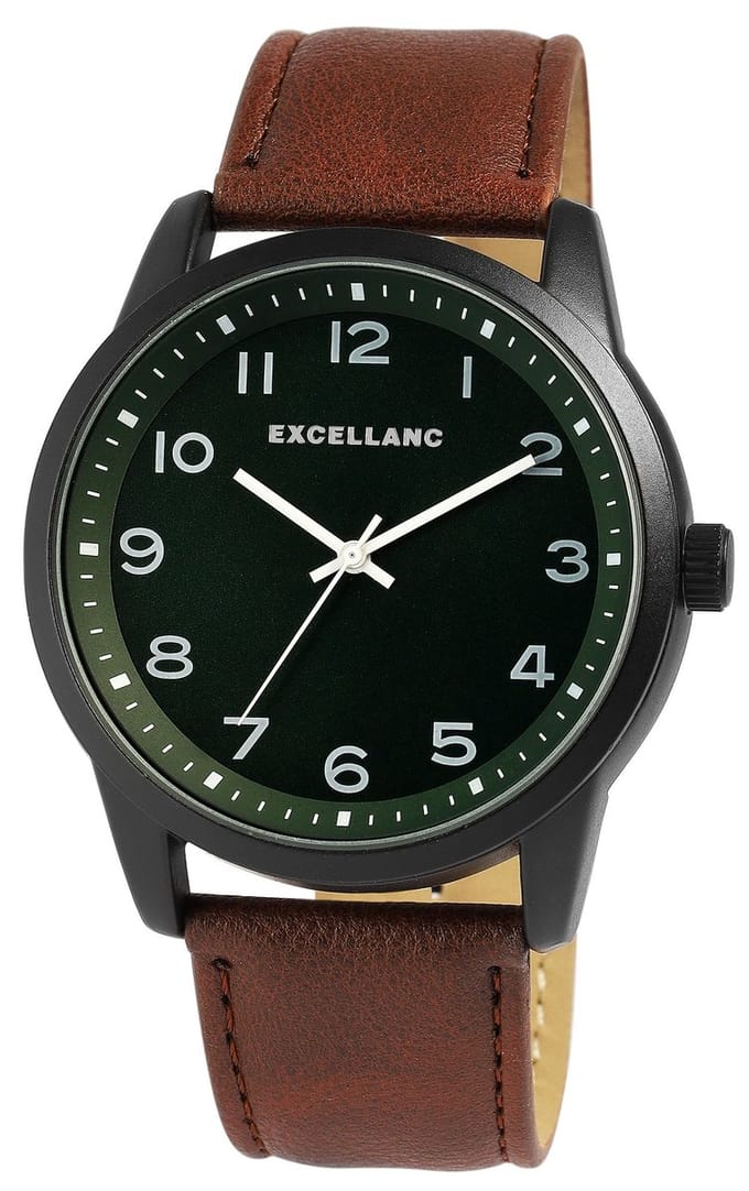 EXCELLANC Herenhorloge lederimitatie Mineraalglas