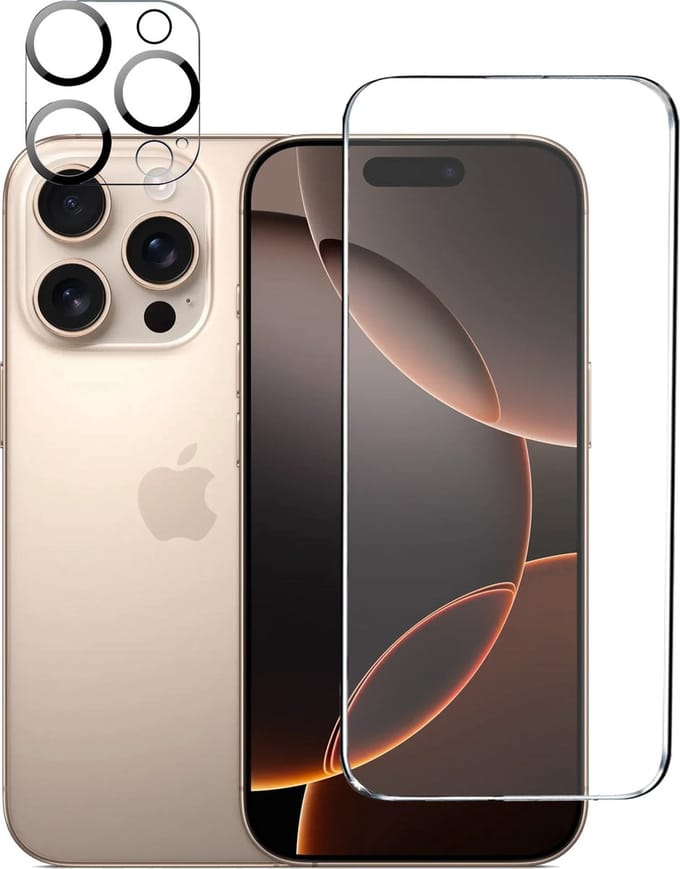 Tempered glass Screenprotector en Camera lens Protector Geschikt voor iPhone 16 Pro - Beschermglas - gehard glas - 1+1 Stuk