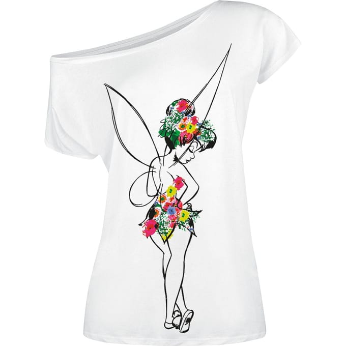 Peter Pan - Disney T-shirt - Tinker Bell - Flower Power - S tot XXL - voor Vrouwen - wit