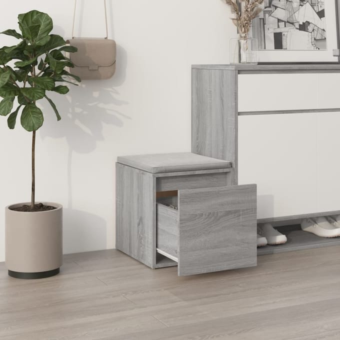 vidaXL - Opbergbox - met - lade - 40,5x40x40 - cm - bewerkt - hout - grijs - sonoma - eik