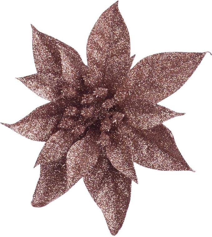 Cosy @ Home Kerstroos Clip Glitter Roze D15cm Kunsts