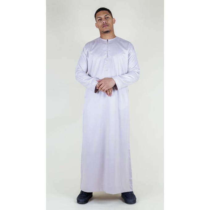 Beige Thobe-gewaad voor heren, satijn, Emirati-islamitische Jubba Eid, normale pasvorm