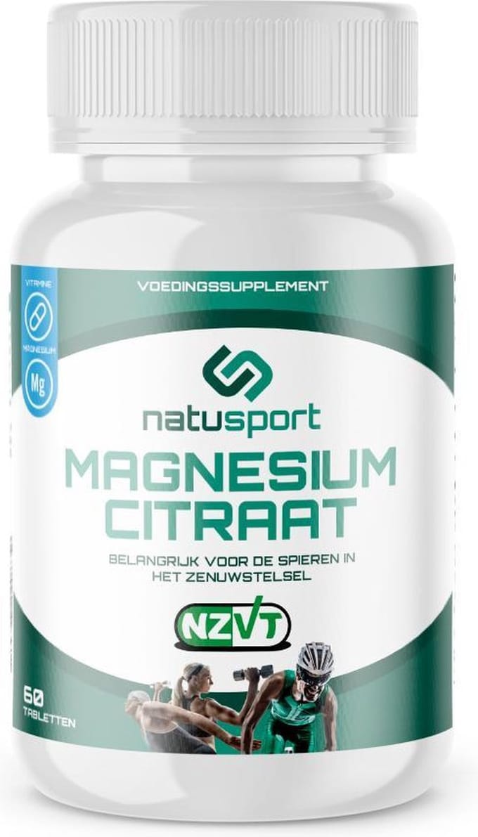 Natusport Magnesium Citraat - Magnesium Supplement - Vitamine B6 - NZVT Gecertificeerd - 60 tabletten