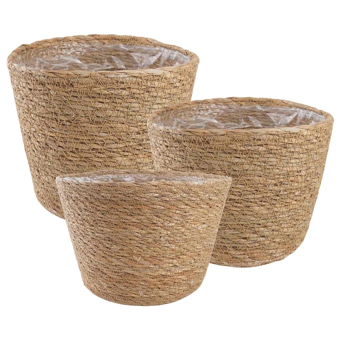 vidaXL 3 st Naturel Ø26 x 19 cm 100% Zeegras