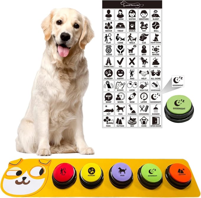 Honden communicatie knoppen - Trainingsknoppen huisdier - Huisdier training - 30 seconden opname - Set van 5